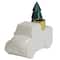 5" White Ceramic Truck with Christmas Tree Taper Candlestick Holder